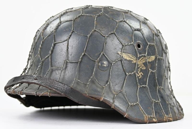 German LW M40 SD Combat Helmet with Full Wire Basket — image 4