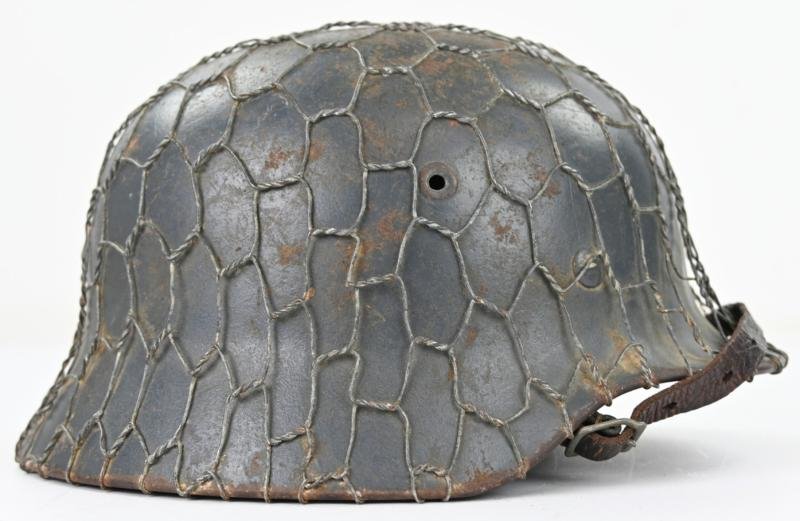 German LW M40 SD Combat Helmet with Full Wire Basket — image 7