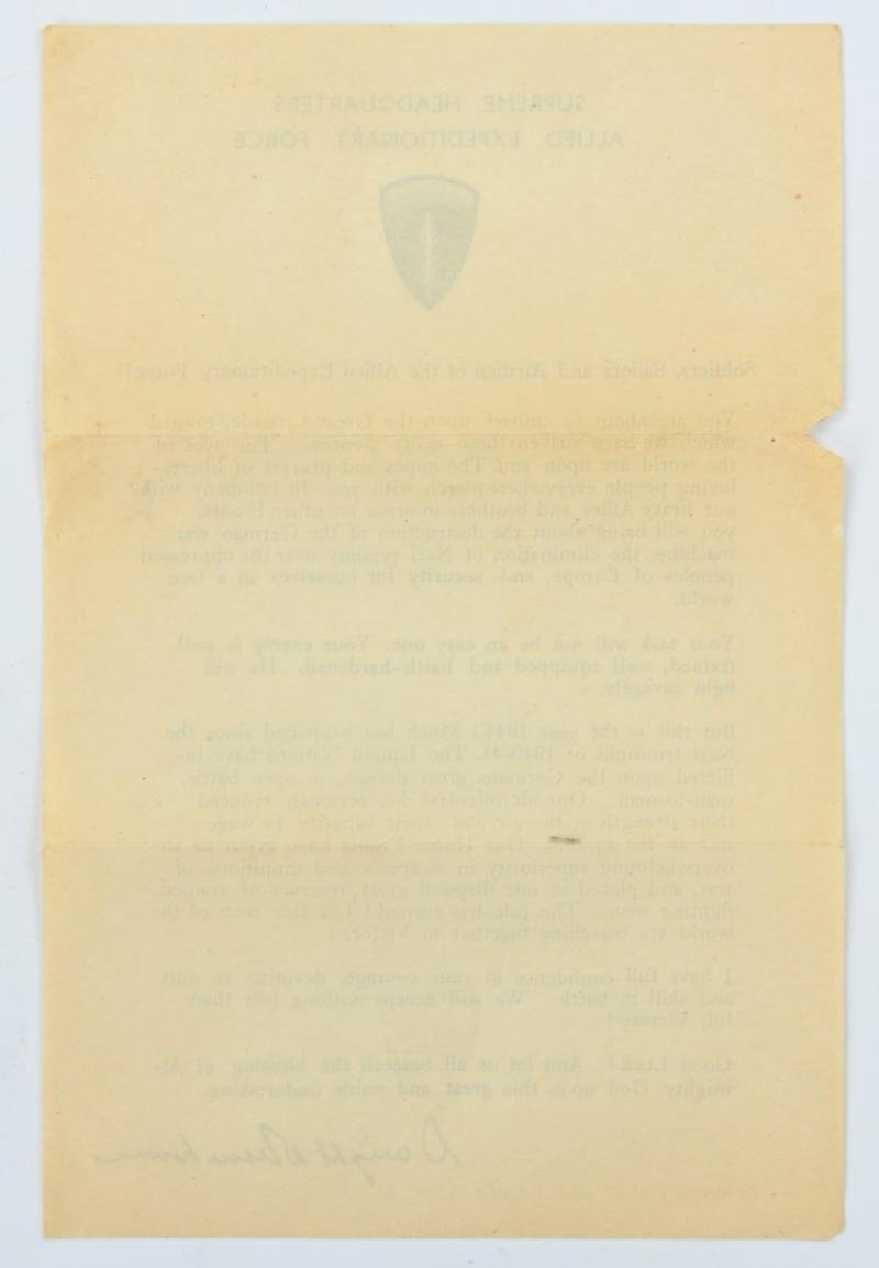 US WW2 Eisenhower D-Day Letter 6 June 1944 — image 2