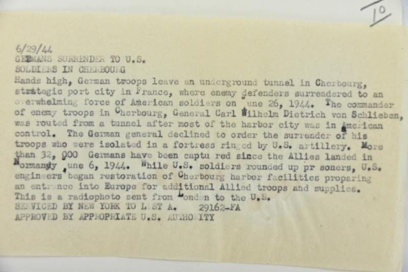 US WW2 Radiophoto/ Press Photo 'Surrender in Cherbourg' — image 4