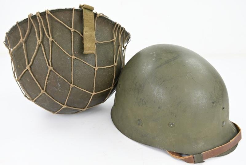 US WW2 M1 Combat Helmet with Helmet Net — image 13