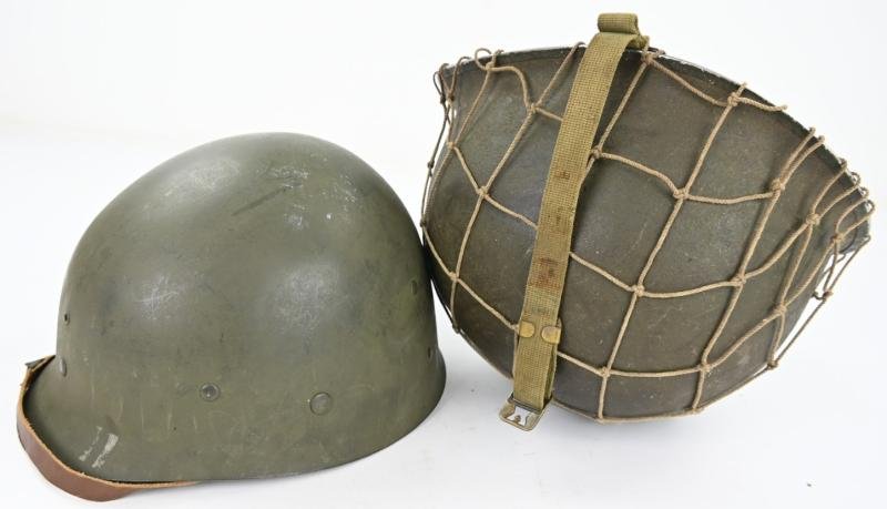 US WW2 M1 Combat Helmet with Helmet Net — image 14