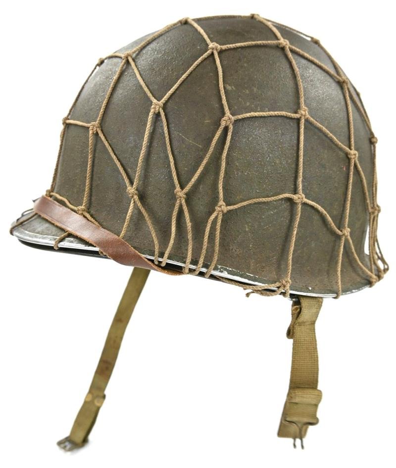 US WW2 M1 Combat Helmet with Helmet Net — image 2