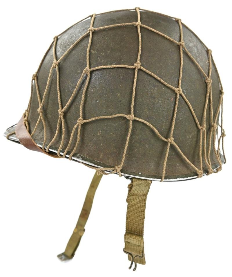US WW2 M1 Combat Helmet with Helmet Net — image 3
