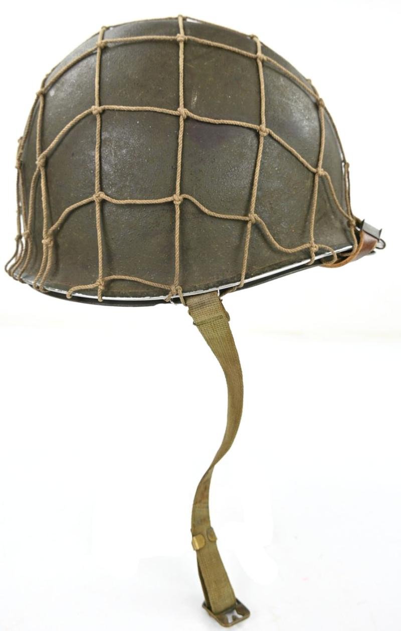 US WW2 M1 Combat Helmet with Helmet Net — image 5