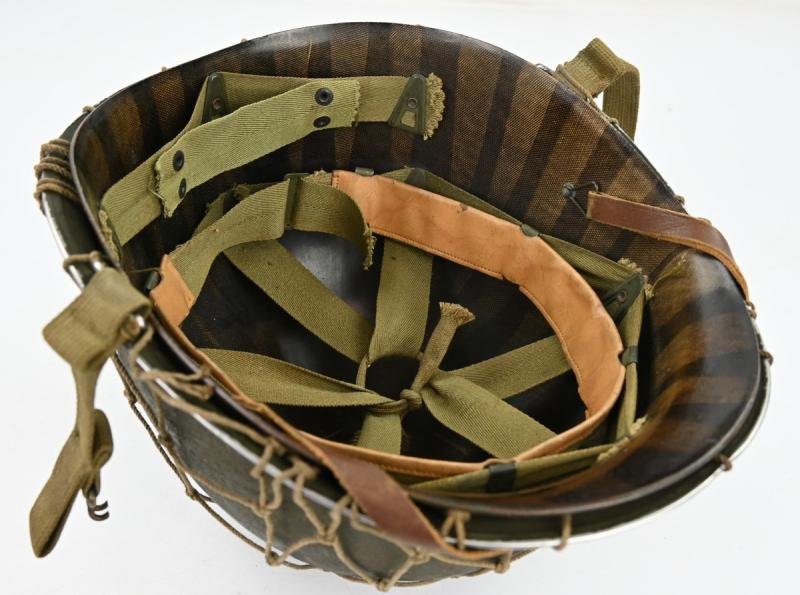 US WW2 M1 Combat Helmet with Helmet Net — image 8