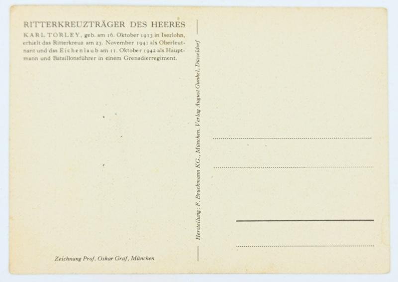 German Willrich Postcard 'Knight's Cross Recipient Karl Torley' — image 2
