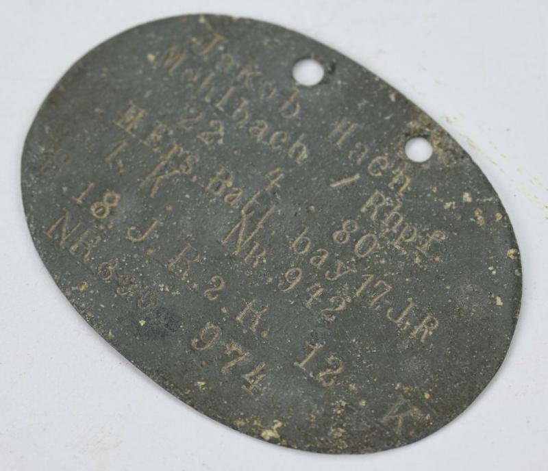 German WW1 Dog-Tag Bayerisches Infanterie-Regiment Nr. 17 — image 2