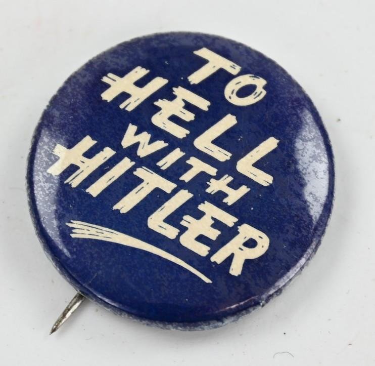 US WW2 Button 'To Hell with Hitler' — image 2