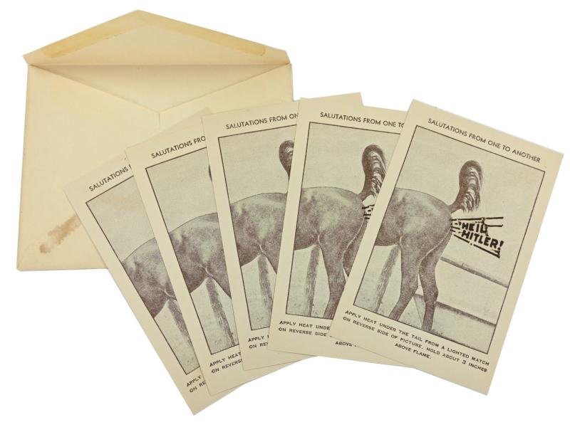 US WW2 Ant-Hitler Propaganda Envelop and Cards — image 4