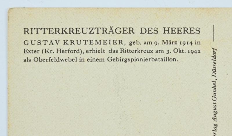 German WH Postcard Knight's Cross Recipient 'Gustav Krutemeier' — image 4