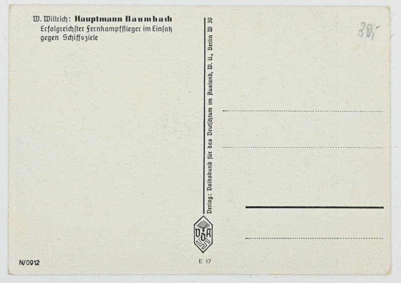 German Willrich Postcard 'Major Baumbach' — image 4