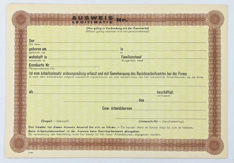German Dutch Occupation Ausweis Paper — image 4