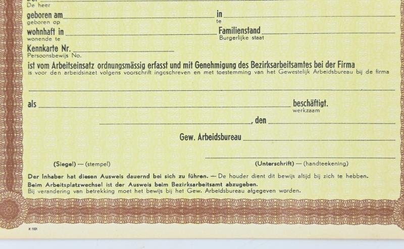 German Dutch Occupation Ausweis Paper — image 6