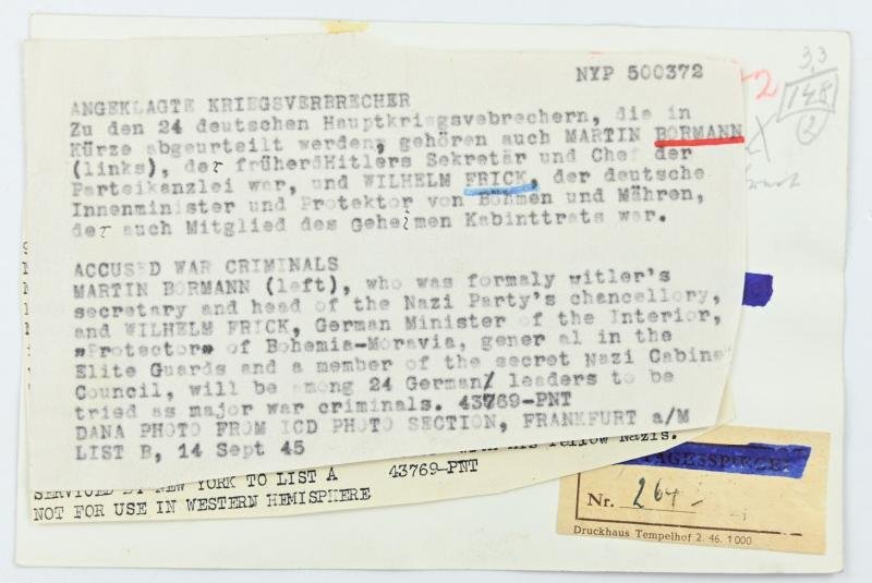 Allied Press 'Mug-Shot' Picture of Nuremberg Trail Members — image 2