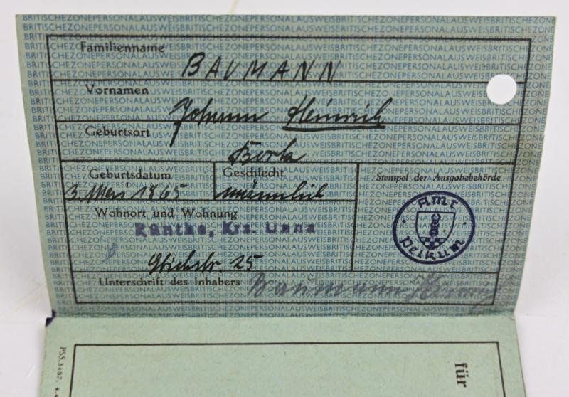British Zone I.D. Card Germany — image 3