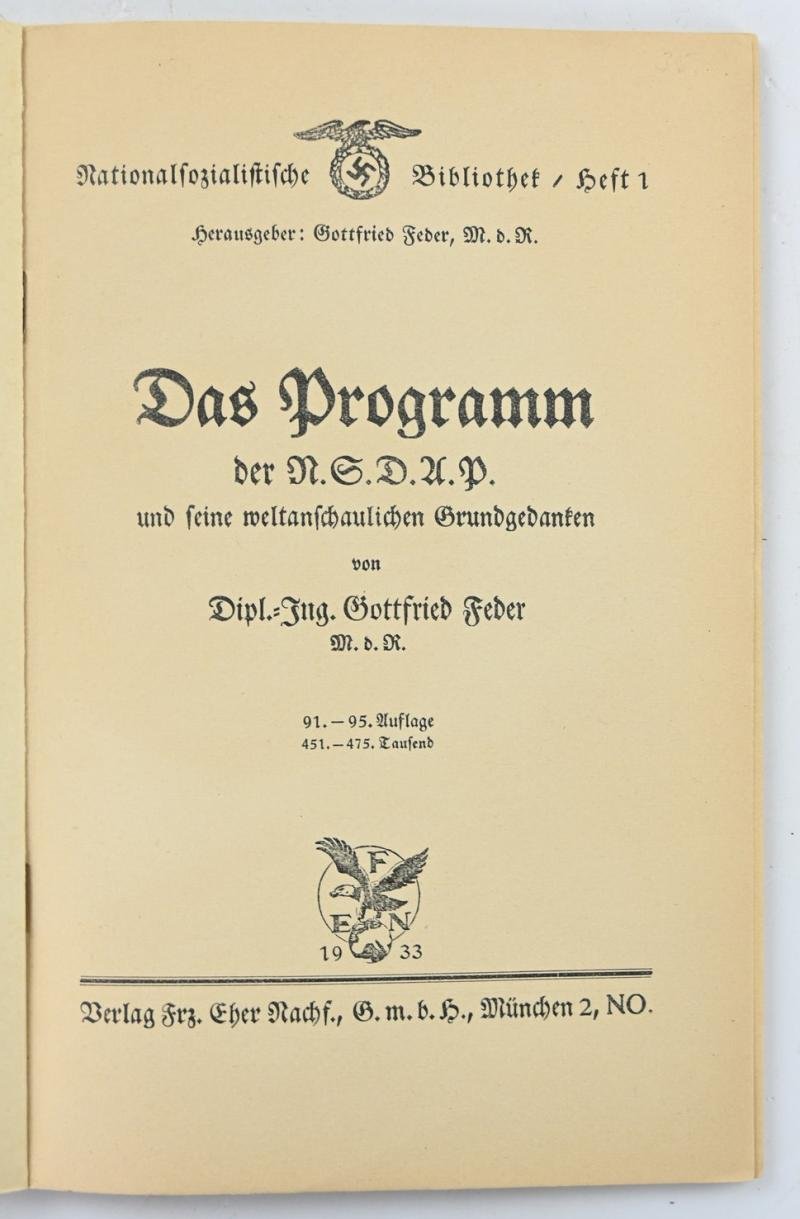 German NSDAP Program Booklet 1933 — image 2