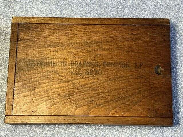 111) Very Nice WW2 British Army Instruments, Drawing, Common T.P. VC 5820 Wooden Case & Contents — image 14
