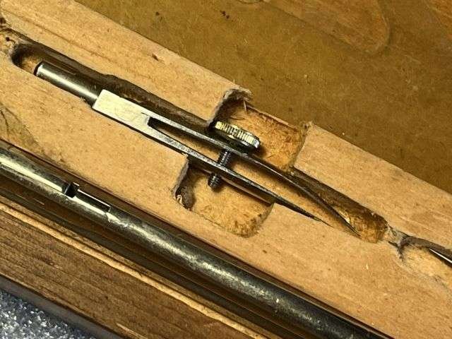 111) Very Nice WW2 British Army Instruments, Drawing, Common T.P. VC 5820 Wooden Case & Contents — image 4