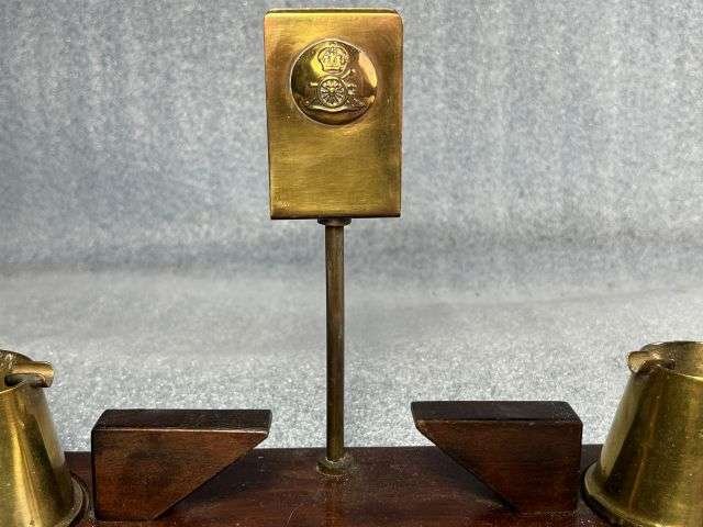 83) Excellent Original WW2 RA Trench Art, Match Box Holder, Ash Trays & Clinometer Sight MK 4 1945 — image 5