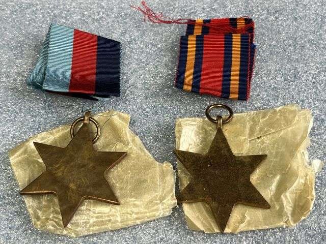 66) Excellent Original WW2 Full Size Medal Set of 4 with Certificate & Issue Box 1939-45 Star, Burma Star, Defence Medal, War Medal All Mint — image 4