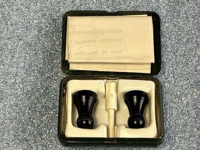 70) Excellent Original WW2 British Mallock-Armstrong Ear Defenders in Tin As Issued To Army, RAF, RN etc Woman's Issue? — image 10