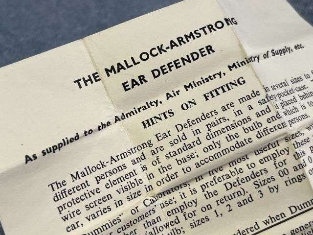 70) Excellent Original WW2 British Mallock-Armstrong Ear Defenders in Tin As Issued To Army, RAF, RN etc Woman's Issue? — image 2