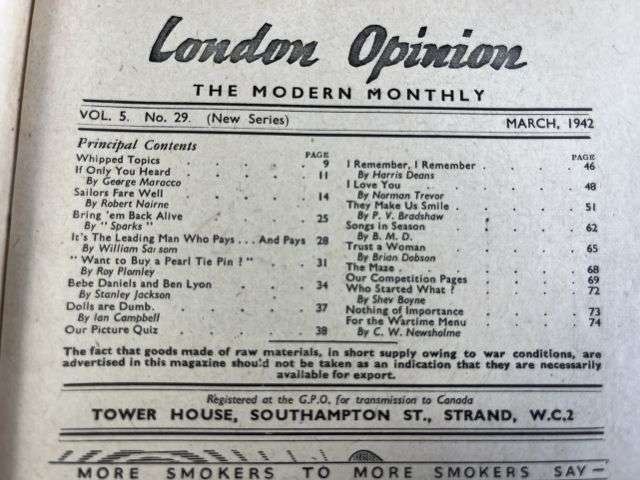 42) Set of 3 Original WW2 London Opinion Magazines Dated 1940-1942 — image 5