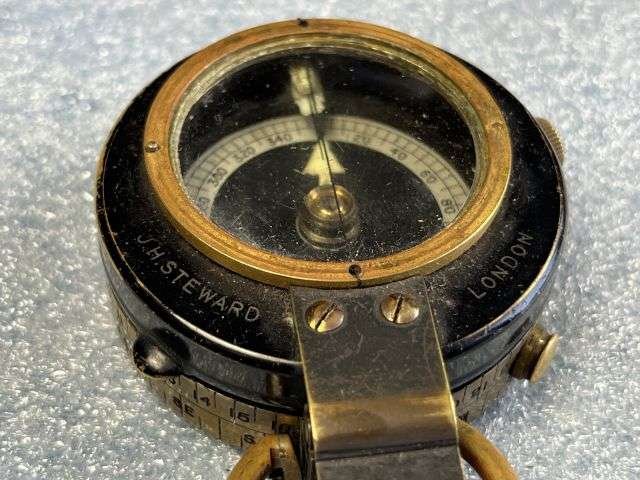 47) Excellent Original Pre WW1 British Officers Verner's Pattern Compass Dated 1910 & Leather Case 1908 — image 11