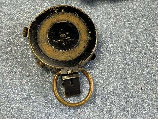 47) Excellent Original Pre WW1 British Officers Verner's Pattern Compass Dated 1910 & Leather Case 1908 — image 4