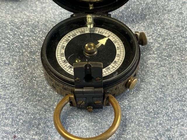 47) Excellent Original Pre WW1 British Officers Verner's Pattern Compass Dated 1910 & Leather Case 1908 — image 7
