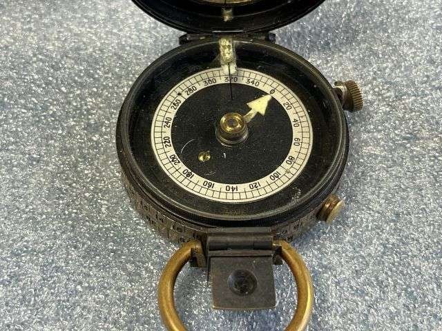47) Excellent Original Pre WW1 British Officers Verner's Pattern Compass Dated 1910 & Leather Case 1908 — image 8