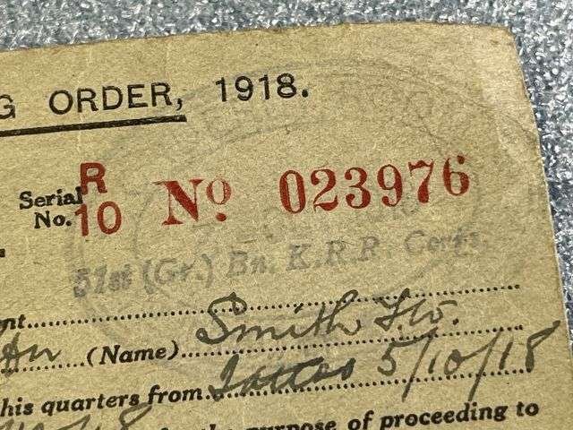 51) Original WW1 British Army Issue Pass Containing Leave or Duty Ration Book 1918. To a Rifleman in KRRC — image 9