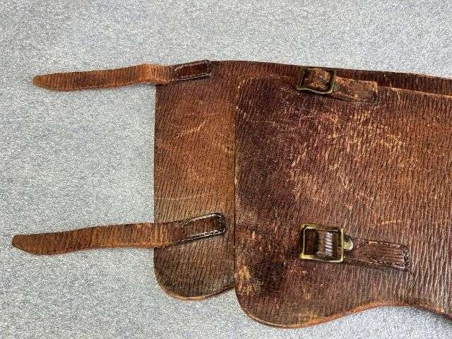 7) Excellent Original WW2 Home Guard Issue Brown Leather Anklets — image 8