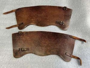 7) Excellent Original WW2 Home Guard Issue Brown Leather Anklets