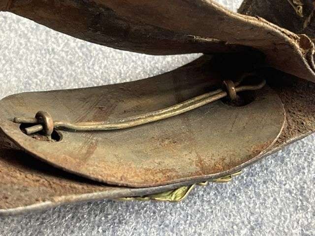 9) Very Nice Well Used Early WW1 WW2 WO2 Leather Wrist Rank Bracelet — image 2