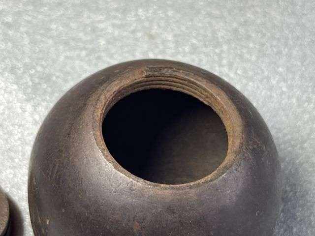 7) Excellent Original WW1 French Army Ball Grenade Converted Into Money Box — image 3