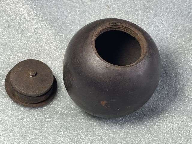 7) Excellent Original WW1 French Army Ball Grenade Converted Into Money Box — image 4