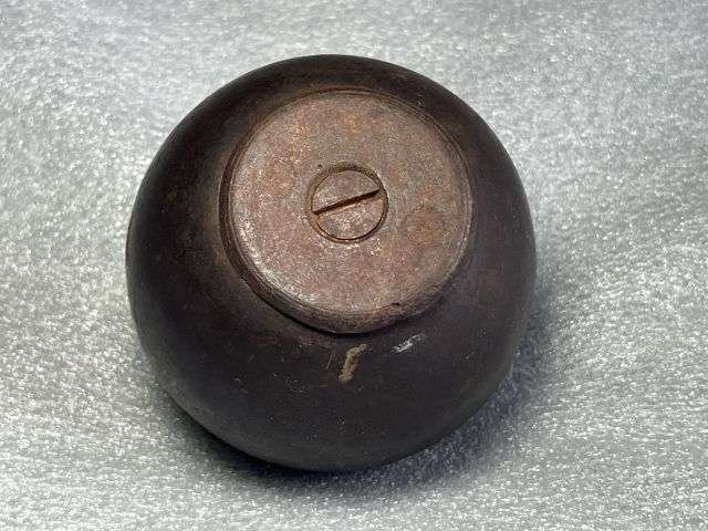 7) Excellent Original WW1 French Army Ball Grenade Converted Into Money Box — image 5