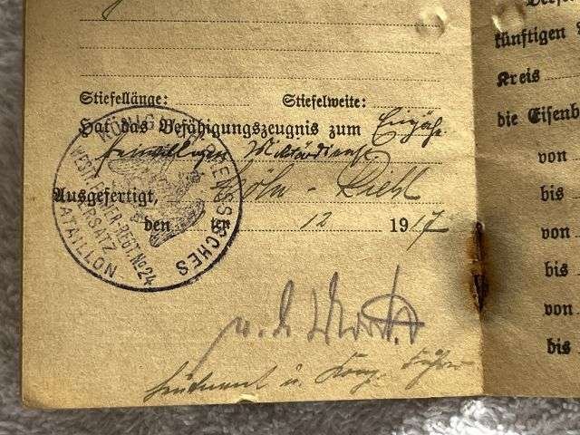 52) Good Original WW1 German Army Militarpas Dated 1917 — image 12