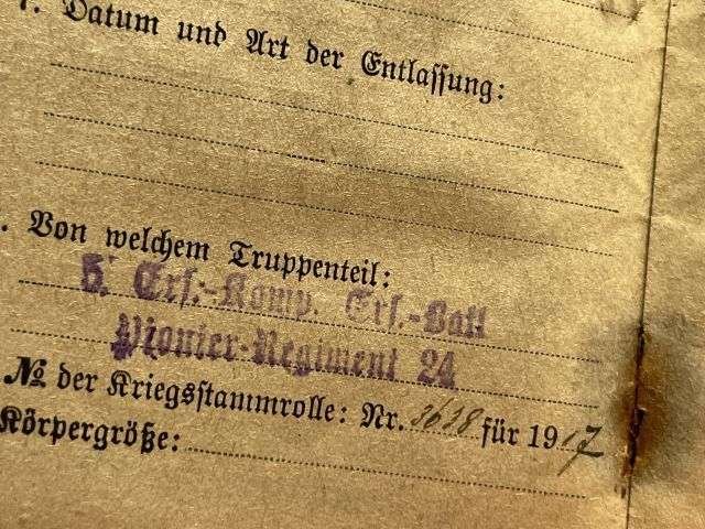 52) Good Original WW1 German Army Militarpas Dated 1917 — image 15