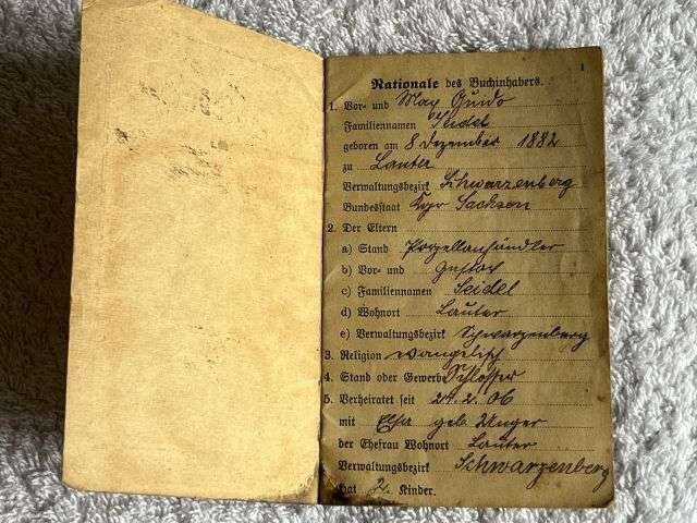 56) Good Original WW1 German Army Soldbuch Dated 1914 — image 11