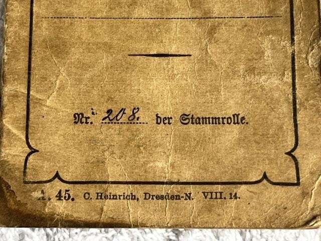 56) Good Original WW1 German Army Soldbuch Dated 1914 — image 12