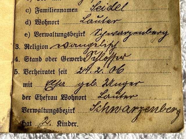 56) Good Original WW1 German Army Soldbuch Dated 1914 — image 9