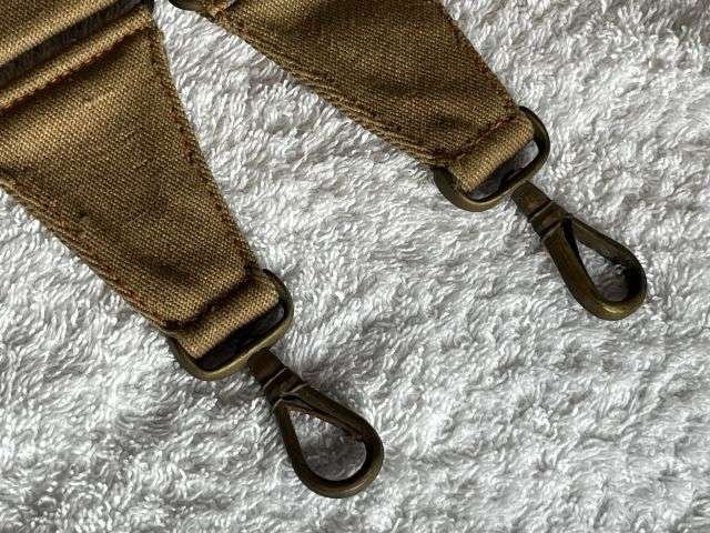 57) Excellent Original Boer War WW1 British Army Officers Khaki Webbing & Leather Greatcoat Carrier Shoulder Strap — image 4