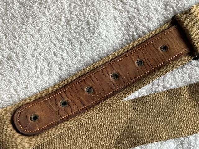 57) Excellent Original Boer War WW1 British Army Officers Khaki Webbing & Leather Greatcoat Carrier Shoulder Strap — image 6