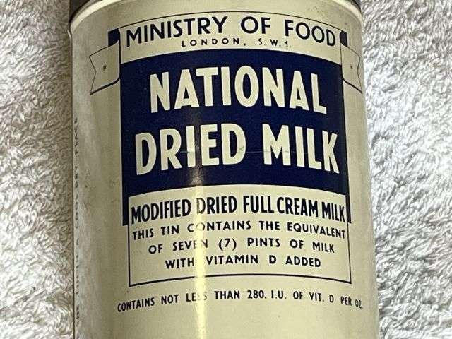 59) Excellent WW2-1950s Empty Ministry of Food National Dried Milk Tin With Some Original Contents — image 14