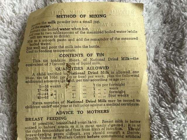 59) Excellent WW2-1950s Empty Ministry of Food National Dried Milk Tin With Some Original Contents — image 4