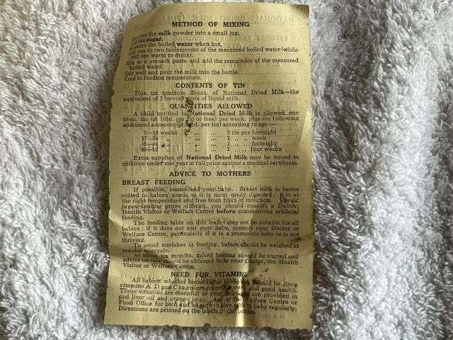 59) Excellent WW2-1950s Empty Ministry of Food National Dried Milk Tin With Some Original Contents — image 5