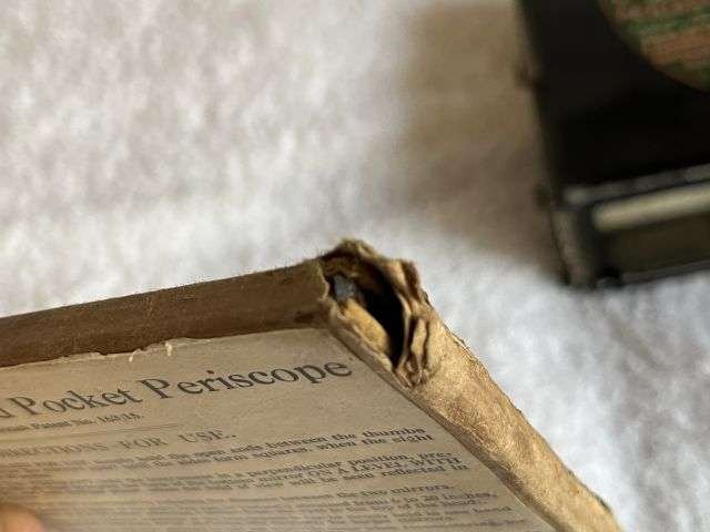 40) Exceptionally Nice Original WW1 British Army Officers Lifeguard Pocket Periscope With Case, Spare Mirror & Instructions — image 10